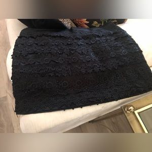 Sans Souci Black Lace Mini Skirt size L back zip